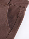 High Waist Plain Straight Leg Jeans-Outfit