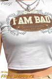 Women Goth Clothes y2k Crop Tops Summer 2023 T shirts Grunge 2000s Trashy Aesthetic Short Sleeve Tees Young Girls