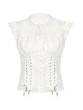 Vintage Slim Straps Blouse with Short
