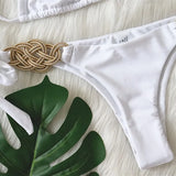 Fongt New Bikini Solid Color Split Swimsuit Sexy Hand-Woven Women's