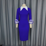 Fongt Vintage Clip Clip Long Sleeve Dress Stereo Flower Party Busted Dress