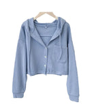 Fongt New Thin Hoodie Korean Version Loose Versatile Cardigan High Waist Jacket Short French Languid Lazy Wind Coat Female-Outfit