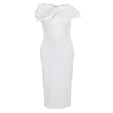 Fongt Banquet Evening Dress Round Collar Sleeveless Styling Floral Dress Party Dress