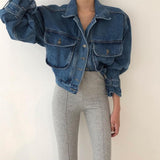 Jackets Women Top 2023 Sexy Puff Long Sleeve Y2k Clothes Cropped Jacket Streetwear Women's Denim