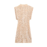 Fongt Women's Beads Dress Dress Sleeveless Party With Cushioned Shoulder Mini Dress Y2K