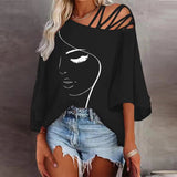 Fongt Autumn Fashion Splicing Loose Leisure Blouse Lady Print T-Shirt