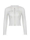 cropped knit top with hood and