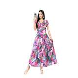 Printed Short-Sleeved Dress-Outfit