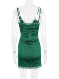 Lace Trim Satin Slip Mini Dress With Corset-Outfit