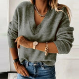 Fongt Fall / Winter 2023 Women's Long-Sleeved V-Neck Loose Knit
