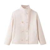 Fongt Women's Autumn New Fashion Asymmetric Blending Short Loose Coat Coat