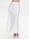 Satin Floral Midi Skirt-Outfit
