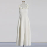 French Three-Dimensional Flower High-End Long Dress 2025 New Fashion Slinged Temperament Thin Dress Women's
