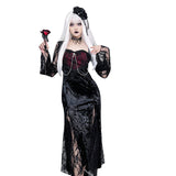 Lace Spliced Cross Dress, Dark Style, Sexy Slimming, Hip Split Dress-Outfit