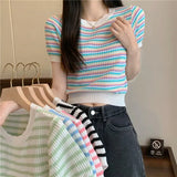 Girl Chic Sleeve Short Sleeve T-Shirt Women's Summer Design Chic Sensing Slim Short