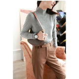 Fongt Simple Knitted Shirt Inside The Woolen Sweater Thicker Half-High Collared Shirt Sweater Women's Autumn And Winter