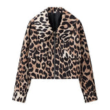 Fongt Women's Fashion New Leopard Print Loose Jacket Lamb Wool Jacket