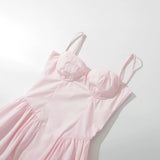 New French Style Slim And Solid Color Suspender Dress In Spring-Outfit