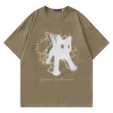 Kitten Print Letter Oversized T-shirt-Outfit