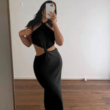 Vacation Outfits Knitted Halter Maxi