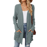 New Pit Long Sleeve Pocket Casual Solid Color Cardigan Coat-Outfit