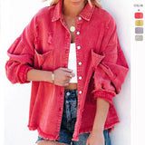 Fongt New Long-Sleeved Hair Edge Hole Denim Jacket Wind Girl Trend