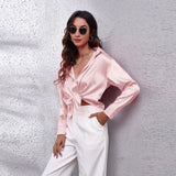 Fongt Shirt Women's Denswear Simulation Silk Long-Sleeved Shirt New Women's Clothing