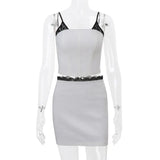 White Tube Top With Lace Patchwork And Mini Skirt Set-Outfit