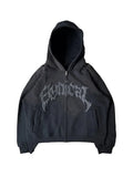 Gothic oversize hoodie with wash effect and letter