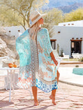Fongt Women's New Holiday Beach Burqa Chiffin Print Cardigan Shawl Shawl 2271