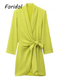 Style Mini Wrap Blazer Dress Coat Lady Women Fashion Chic Dress Outfit Female High Fashion Shirt Dresses Autumn