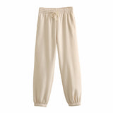 New Basic Short Style Sweater 8417803 Elastic Waist Jogging Trousers Set-Outfit