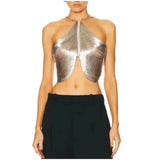 Fongt Wind Top 2025 Autumn And Winter New Out-To-Shoulder Fish Bone Slings Irregular Essohu Hanging Neck Vest Woman