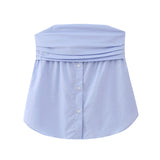 New Pleated Buckle Decorative Elastic Poplin Bra Top 4661008-Outfit