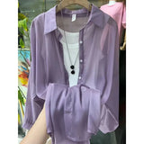 Fongt New Fashion Clothes Beaded Sunscreen Women Loose Lantern Sleeve Shirt Senior