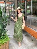 Fongt Xixi 2025 Summer New Temperament High-Waisted Dress With Joint Dress Print Pure Desire Vacation Dress Women 88331