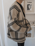 Men's V Neck Checkered Cardigan-Outfit