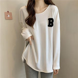 Fongt T-Shirt Women Spring And Autumn Winter 2023 New Loose Show Thin Foreign Style Versatile Embroidered Plus-Size Bottom Shirt