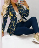 Spring Autumn Two Piece Set Women Office Tracksuits For Ladies Outfits Lapel Collar Double Breasted Blazer Suit Pants