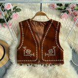 Temperament Vest Vest Vest Female Bohemian Seaside Vacation Embroidery Tassel Versatile Cardigan Coat Autumn-Outfit