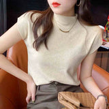 Fongt Collar Bottomed Shirt Women With A New Short-Sleeved Knitted Shirt Slim 2025 Spring And Autumn Thin Vest Short