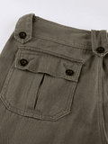 Buttoned Straight-Leg Cargo Jeans-Outfit