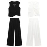 Fongt Women's Explosive Asymmetric Vest + Folded Wide Leggings