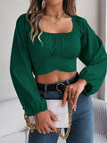 Shooting Spring And Summer Leisure Lantern Sleeves With Waist Chiffon Umbilled Tops Women's