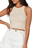 Fongt Women's Wish New Summer Pure Color Sleeveless Slim Short Small Vest