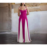 Fongt Summer New Fashion Match Gilled Waist Palette Sling Dress