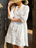 Fongt Spring And Summer Women's White Dresses Women's Summer French Vacation Dress European Women's