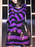 Distressed Stripe Longline Sweater-Outfit