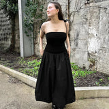 Tube Solid Frill Midi Dress-Outfit