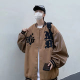 and Autumn American High Street Retro Embroidery Craft Baseball Uniform Men Tide Brand Pu Leather Stitching Jacket-Outfit